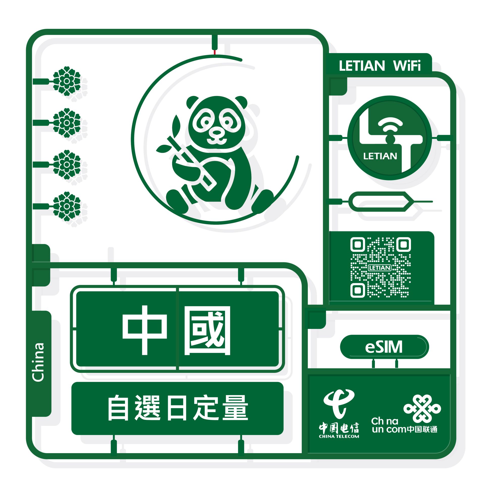 eSIM - 中國｜日定量、不限流量吃到飽｜樂天上網卡